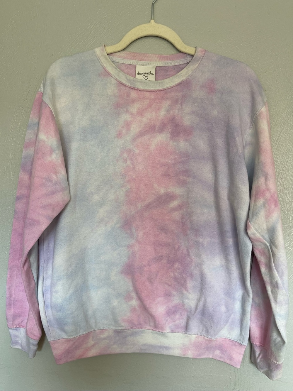 Dreamsicle Pastel Tie Dye Crewneck Sweatshirt Size S Pink Purple Blue Oversized!